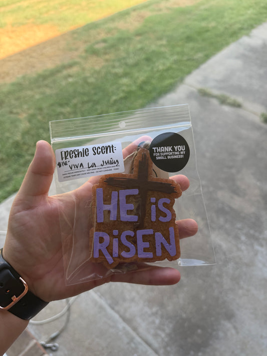 He is Risen w/ cross- scent: viva la juicy