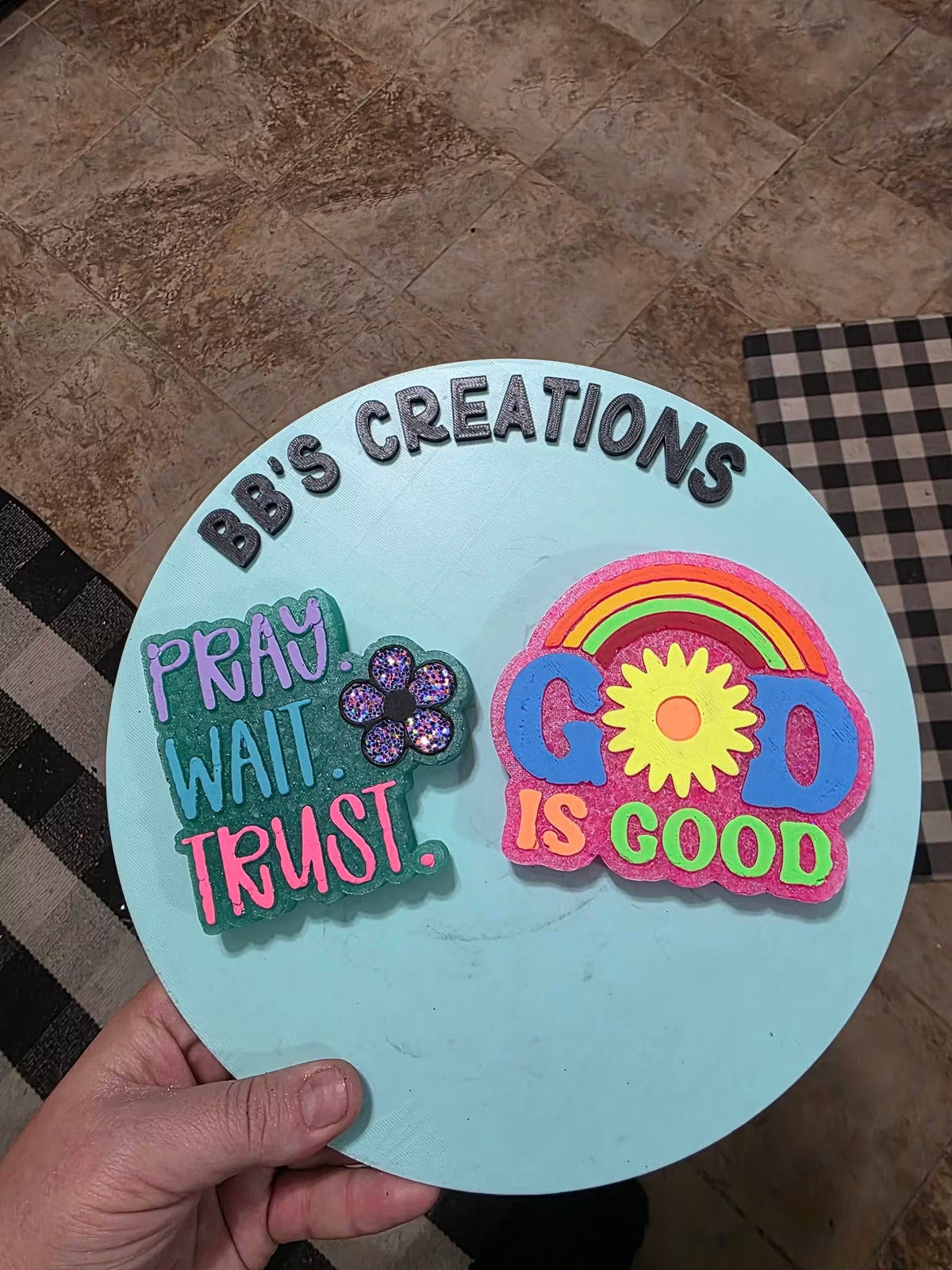 Pray, Wait, Trust with flower